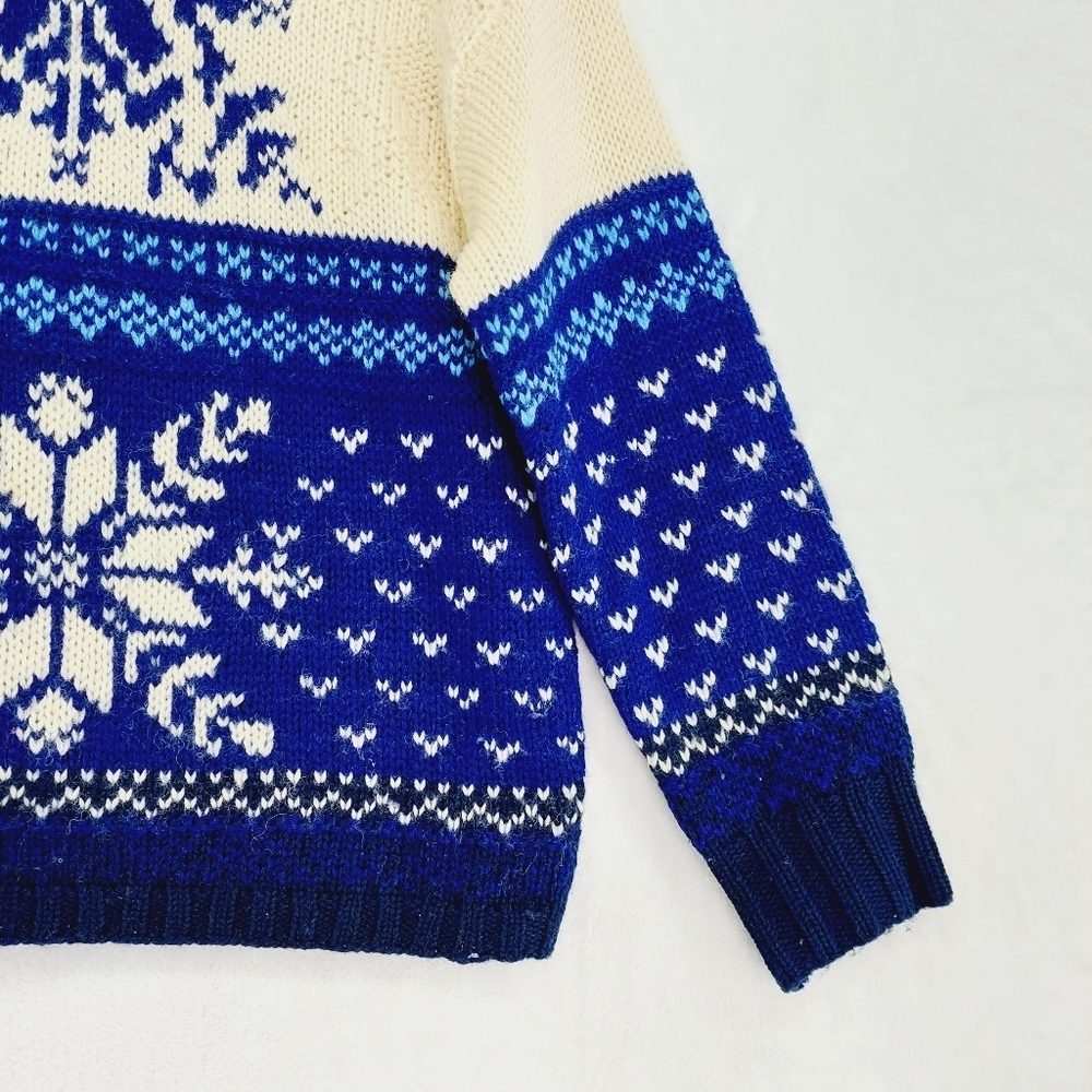 Liz Claiborne Vintage Snowflake Chunky Knit Wool Sweater Boxy Fit P3788 - Picture 3 of 9